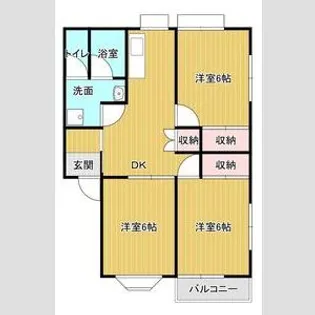 オーベルテューレ東小川【201号室】の間取り