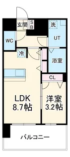 レジュールアッシュOSAKAGATEWAY【1403号室】の間取り