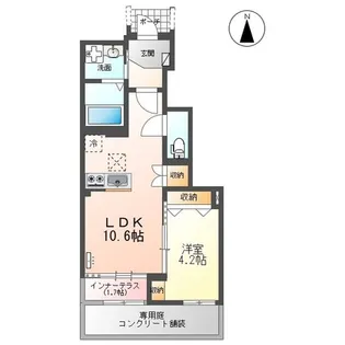フォルトゥーナ【107号室】の間取り