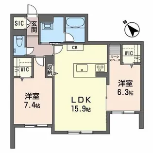 シャーメゾンミラまち【1階】の間取り