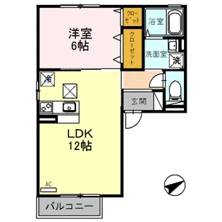 クロッシュ・デュ・ボヌールⅠ【101号室】の間取り