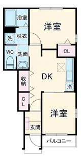 クラーレ エイ・エス2【104号室】の間取り