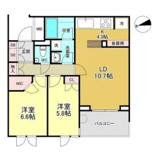 パークシティ浜田山C棟【402号室】の間取り