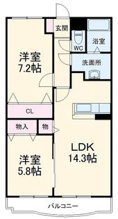 シャンデテ西三田ケ入【2階】の間取り