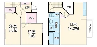 リーブル ステイルB【2号室】の間取り