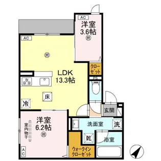 スペチアーレ太子橋【1階】の間取り