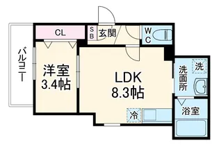 セゾングラース新瑞橋【3階】の間取り