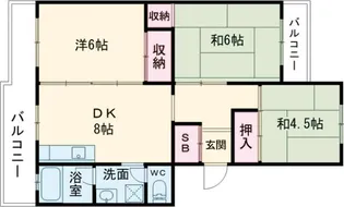 西京極市営住宅10号棟【1階】の間取り