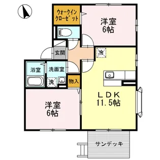 プレジオ白鳥B【1階】の間取り