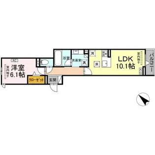 D-avance柱六番町Ⅱ【201号室】の間取り