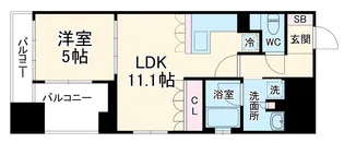 リーガル西長堀Ⅱ【3階】の間取り