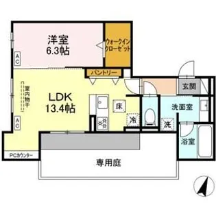 ビスタレイルウェイ八田【102号室】の間取り