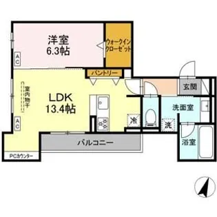 ビスタレイルウェイ八田【202号室】の間取り