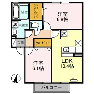 アクシス南大塚【102号室】の間取り