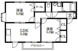 クオーレ古賀【2階】の間取り