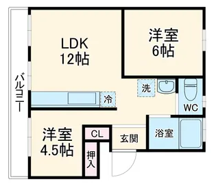西小中台団地10号棟【4階】の間取り
