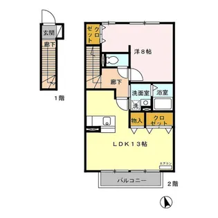 COZY COURT 2M 秦良【2階】の間取り