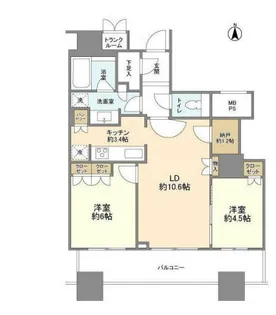 パークタワーグランスカイ【14階】の間取り