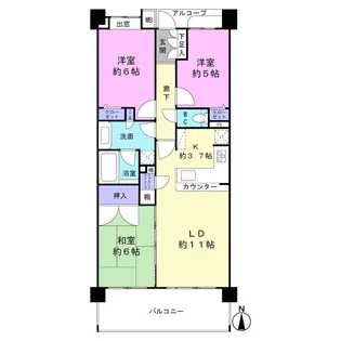 アンビシャスガーデン勝田台【213号室】の間取り