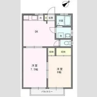 タカムラ第2コープA棟【203号室】の間取り