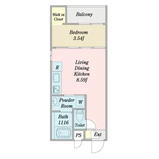 MOVE中村公園KRONE【202号室】の間取り