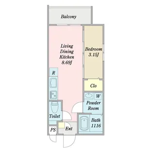 MOVE中村公園KRONE【301号室】の間取り