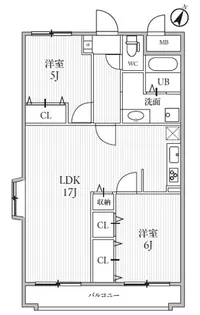 サンライズヒル朝日ヶ丘C棟【2階】の間取り