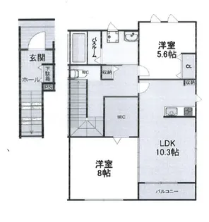 花客家B【201号室】の間取り