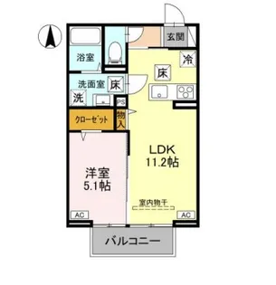 ノーブルラフィネ土呂町【105号室】の間取り
