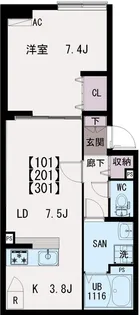 イクシオ羽沢【2階】の間取り
