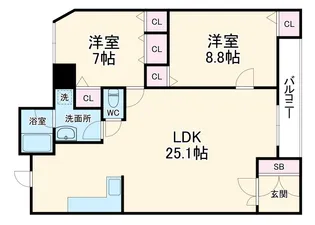 クリエール三津屋【4階】の間取り