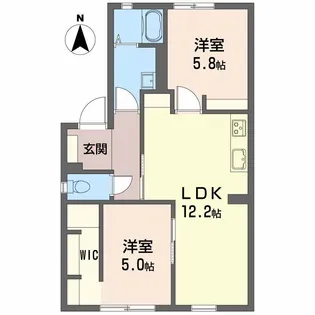 サニーコートかわむらA【1階】の間取り