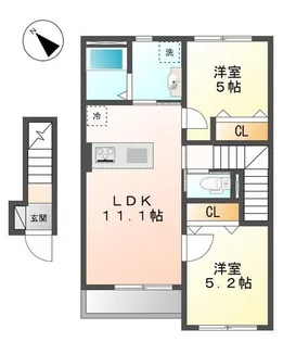 ディアベルジュ【2階】の間取り