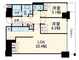 シティタワー大阪【1905号室】の間取り