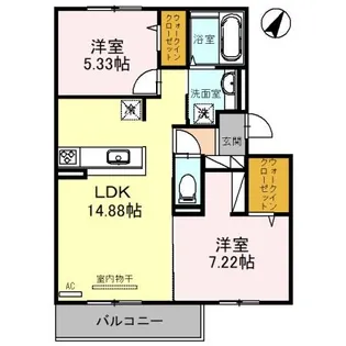 グレース大山崎【202号室】の間取り