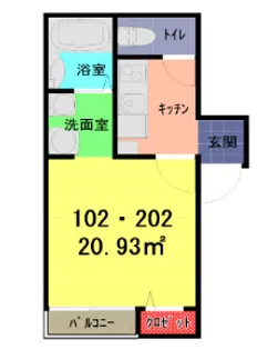 グランピア一ノ割【2階】の間取り
