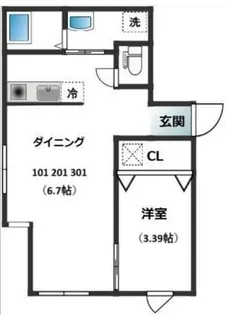 Hana王子【201号室】の間取り