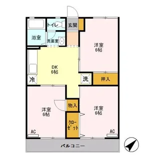 サンパレストミタ【01050号室】の間取り