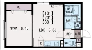 イクシオ東保木間【3階】の間取り