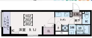 イクシオ東保木間【302号室】の間取り