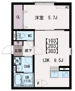 イクシオ東保木間【3階】の間取り