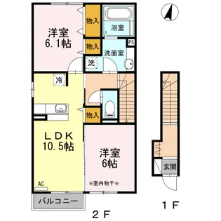 シュリュッセルA【201号室】の間取り