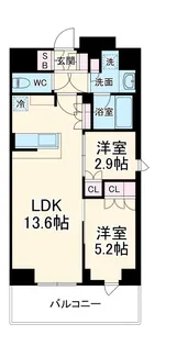 La Clair南浦和【605号室】の間取り