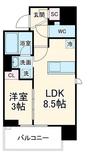 デュオフラッツ今池フレナ【403号室】の間取り
