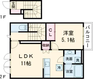 オルキデ蘆花公園五番館【2階】の間取り