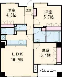 グローリオ蘆花公園 ヴィラD棟【2階】の間取り