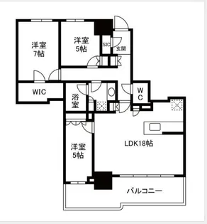 幕張ベイパークライズゲートタワー【3205号室】の間取り