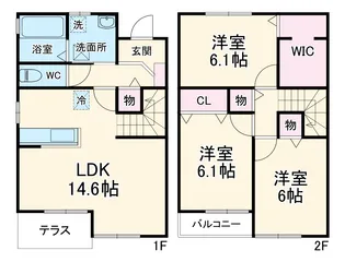 ドエルコート里吉D【102号室】の間取り