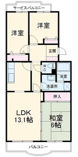 つきみ野キャニオン【202号室】の間取り