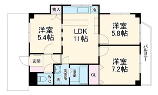 クレール市川【3階】の間取り
